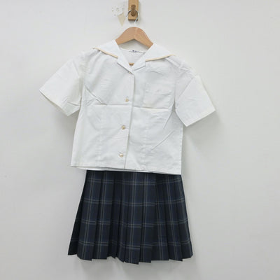 【中古】富山県 滑川高等学校 女子制服 4点（セーラー服・ニットベスト・スカート）sf016139