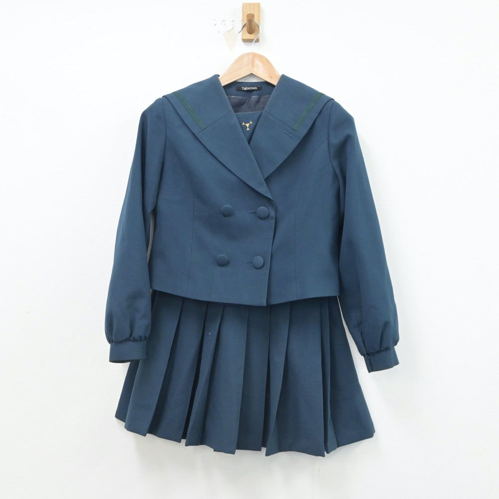 【中古】大分県 鶴崎工業高等学校 女子制服 2点（セーラー服・スカート）sf016148