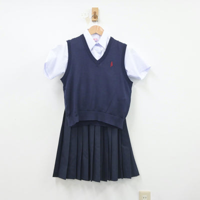 【中古】埼玉県 大原中学校 女子制服 3点（シャツ・ニットベスト・スカート）sf016155