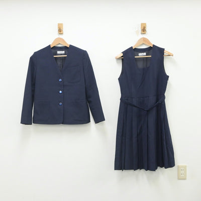 【中古】群馬県 第四中学校 女子制服 2点（ブレザー・ジャンパースカート）sf016167