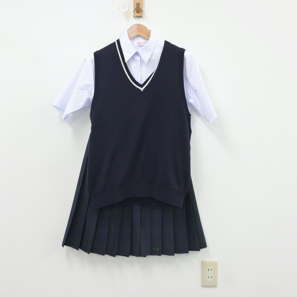 【中古】埼玉県 本庄第一高等学校 女子制服 4点（シャツ・ニットベスト・スカート）sf016207