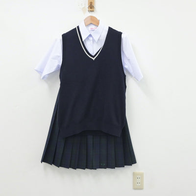 【中古】埼玉県 本庄第一高等学校 女子制服 4点（シャツ・ニットベスト・スカート）sf016207