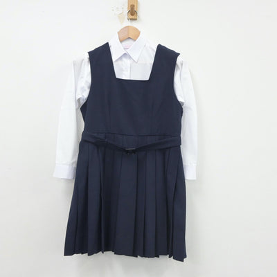 【中古】神奈川県 平沼高等学校 女子制服 2点（シャツ・ジャンパースカート）sf016216