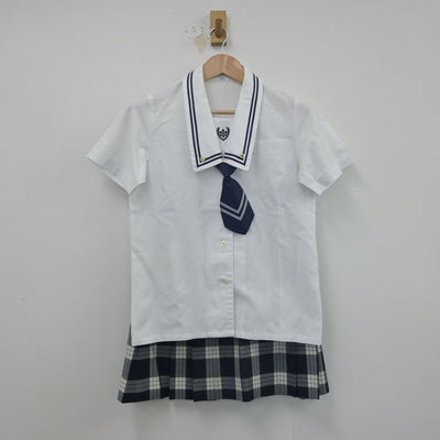 【中古】東京都 鶴川高等学校 女子制服 5点（シャツ・ニットベスト・スカート）sf016238