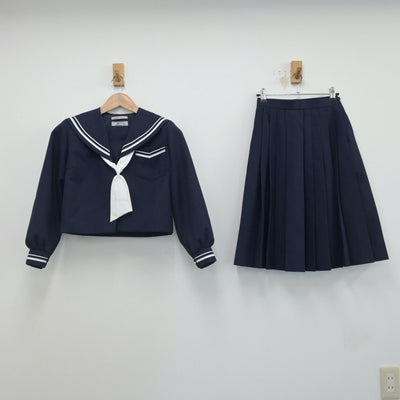 【中古】静岡県 江西中学校 女子制服 3点（セーラー服・スカート）sf016249