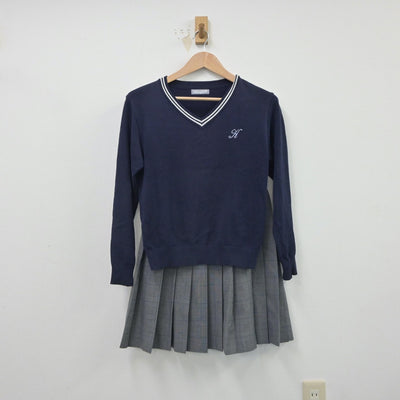 【中古】大阪府 近畿大学附属高等学校 女子制服 3点（ブレザー・ニット・スカート）sf016284