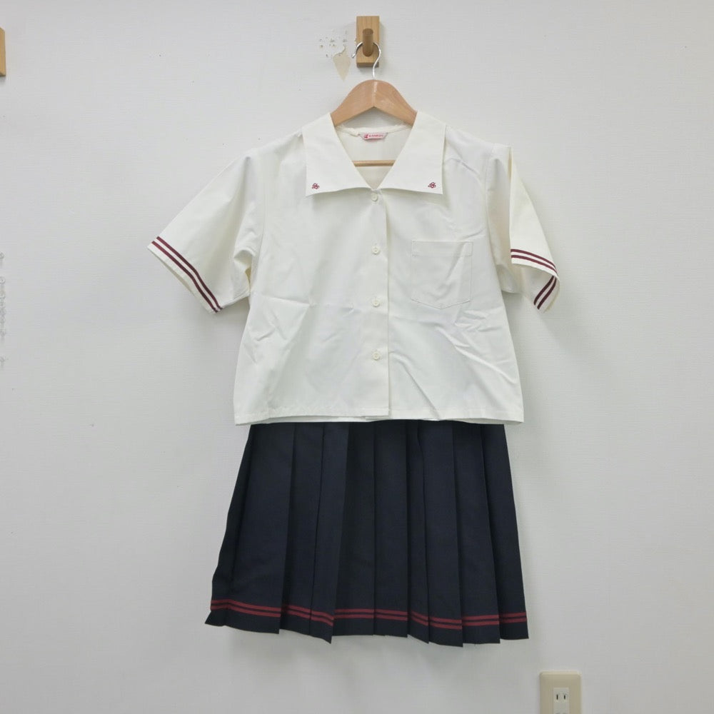 【中古】山形県 寒河江高等学校 女子制服 3点（シャツ・ベスト・スカート）sf016300