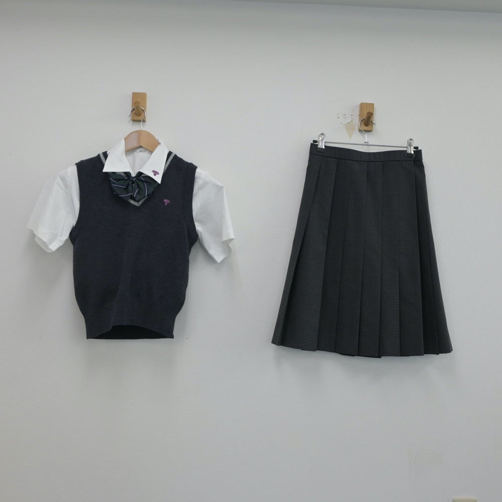 【中古】奈良県 天理教校学園高等学校 女子制服 3点（シャツ・ニットベスト・スカート）sf016309