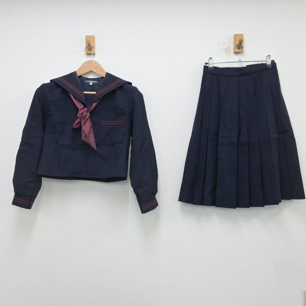 【中古】大阪府 大阪教育大学附属池田中学校 女子制服 3点（セーラー服・スカート）sf016314