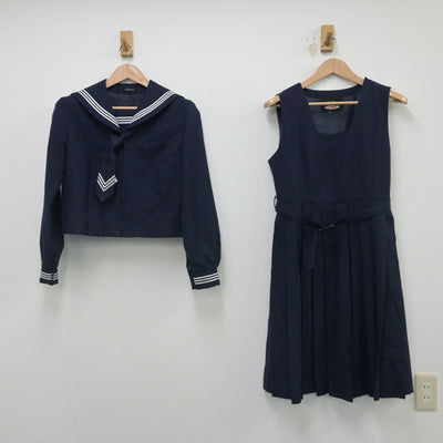 【中古】東京都 糀谷中学校 女子制服 3点（セーラー服・ジャンパースカート）sf016317