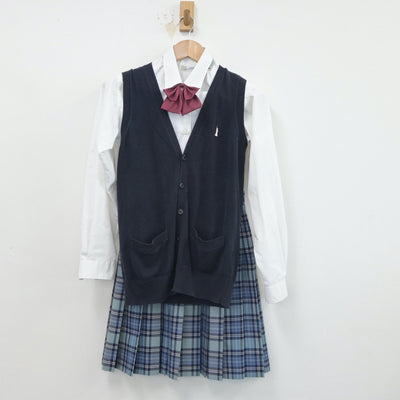 【中古】東京都 昭和高等学校 女子制服 4点（シャツ・ニットベスト・スカート）sf016334