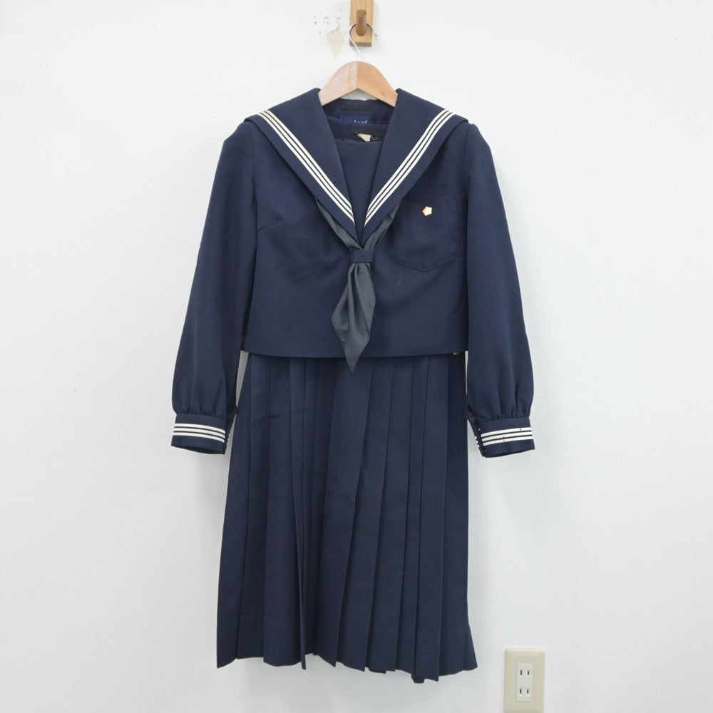 【中古】熊本県 大津高等学校 女子制服 4点（セーラー服・ジャンパースカート）sf016338
