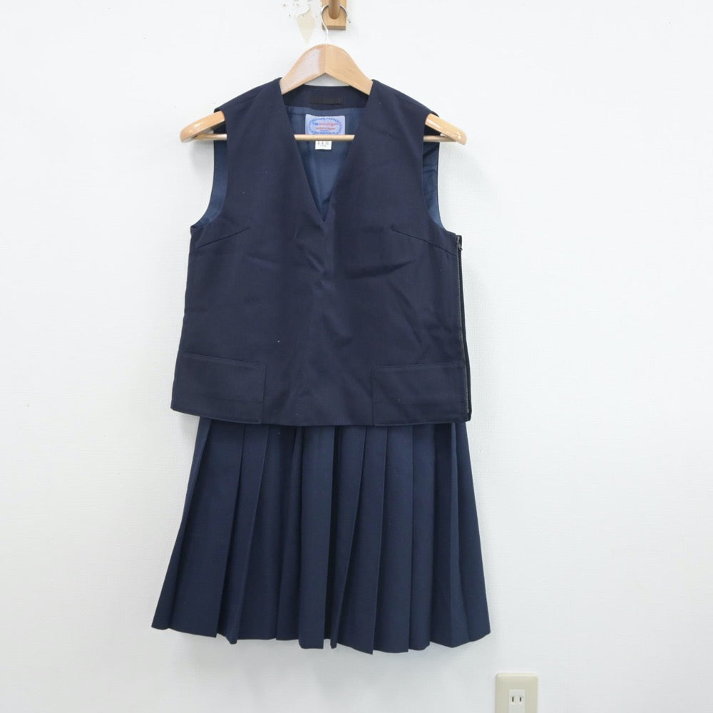 【中古】新潟県 亀田中学校 女子制服 3点（ベスト・スカート・スカート）sf016345