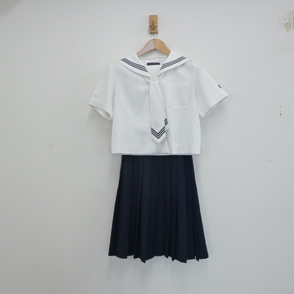 【中古】北海道 私立藤女子高等学校 女子制服 5点（セーラー服・ニット・スカート）sf016358