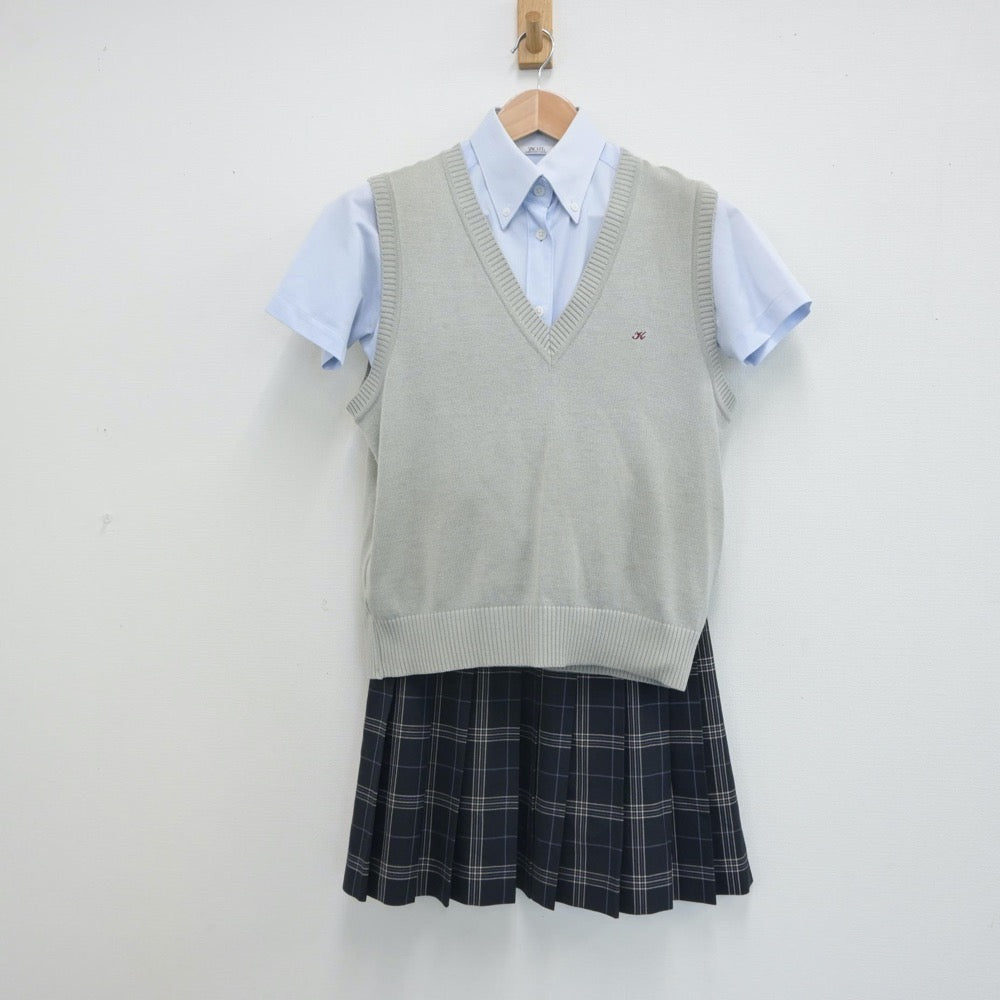 【中古】神奈川県 川崎市立川崎高等学校 女子制服 3点（シャツ・ニットベスト・スカート）sf016364