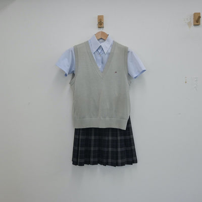 【中古】神奈川県 川崎市立川崎高等学校 女子制服 3点（シャツ・ニットベスト・スカート）sf016365