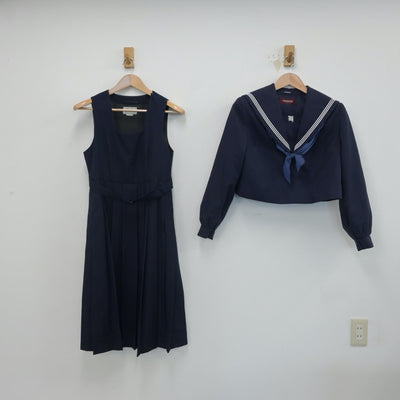 【中古】福岡県 福岡市立平尾中学校 女子制服 3点（セーラー服・ジャンパースカート）sf016378