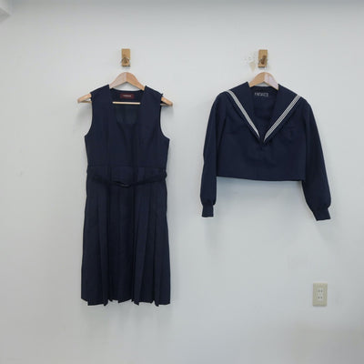 【中古】福岡県 福岡市立平尾中学校 女子制服 2点（セーラー服・ジャンパースカート）sf016379