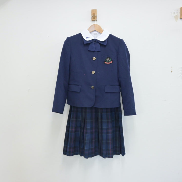 【中古】熊本県 熊本中央高等学校 女子制服 5点（ブレザー・ニット・シャツ・スカート）sf016385