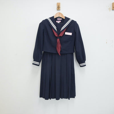 【中古】熊本県 菊陽町立菊陽中学校 女子制服 2点（セーラー服・ジャンパースカート）sf016387