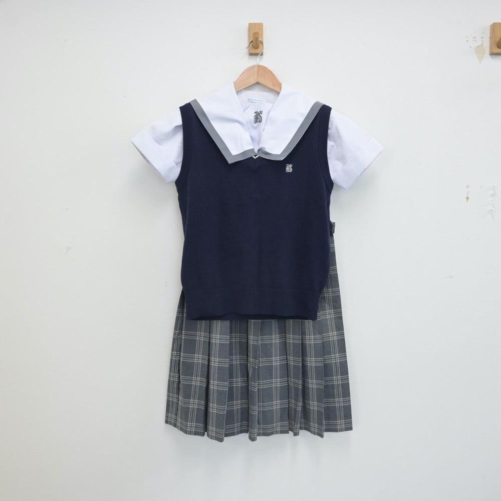 【中古】大阪府 岸和田市立岸和田産業高等学校 女子制服 5点（ニットベスト・セーラー服・スカート）sf016389