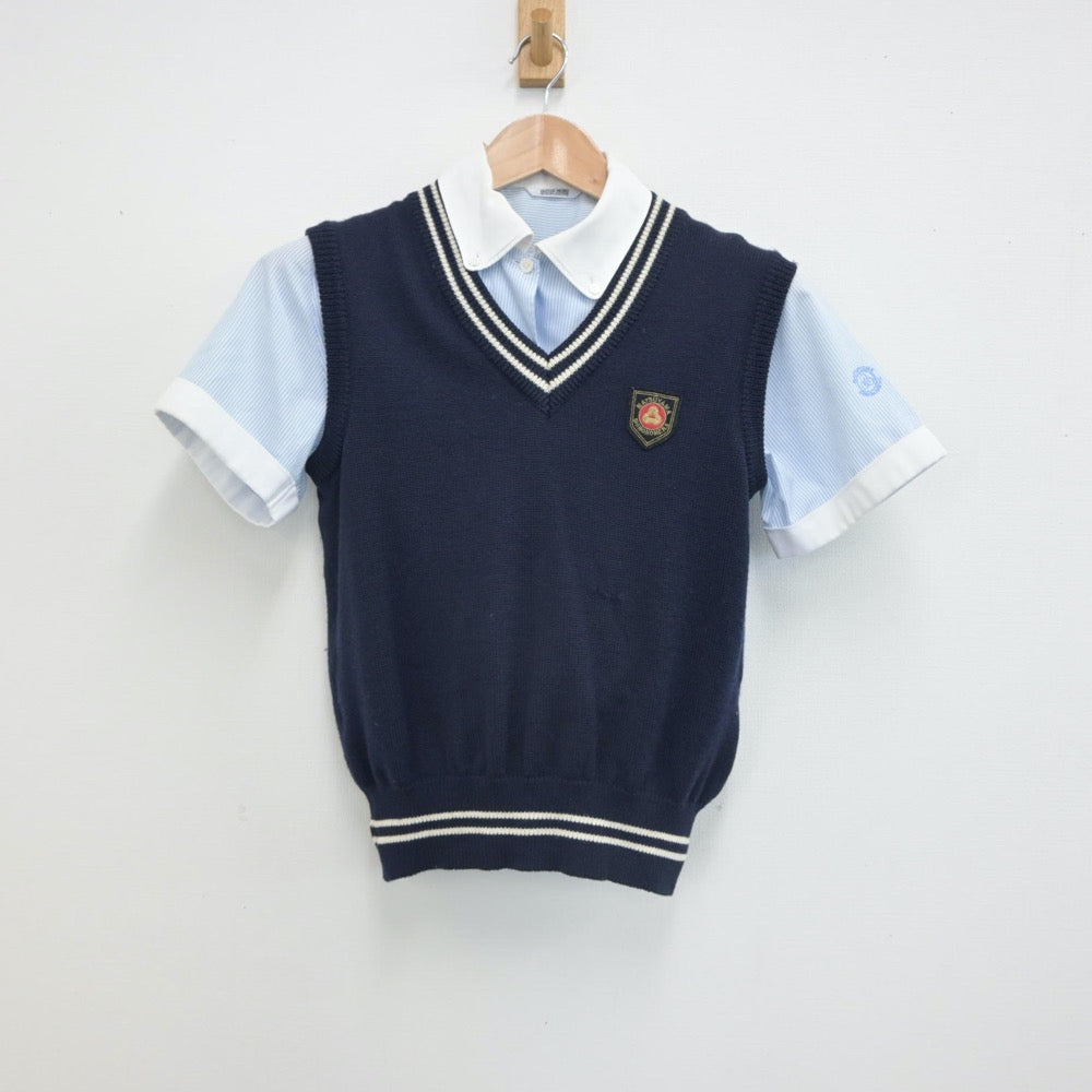 【中古】愛媛県 松山東雲高等学校 女子制服 2点（シャツ・ニットベスト）sf016402