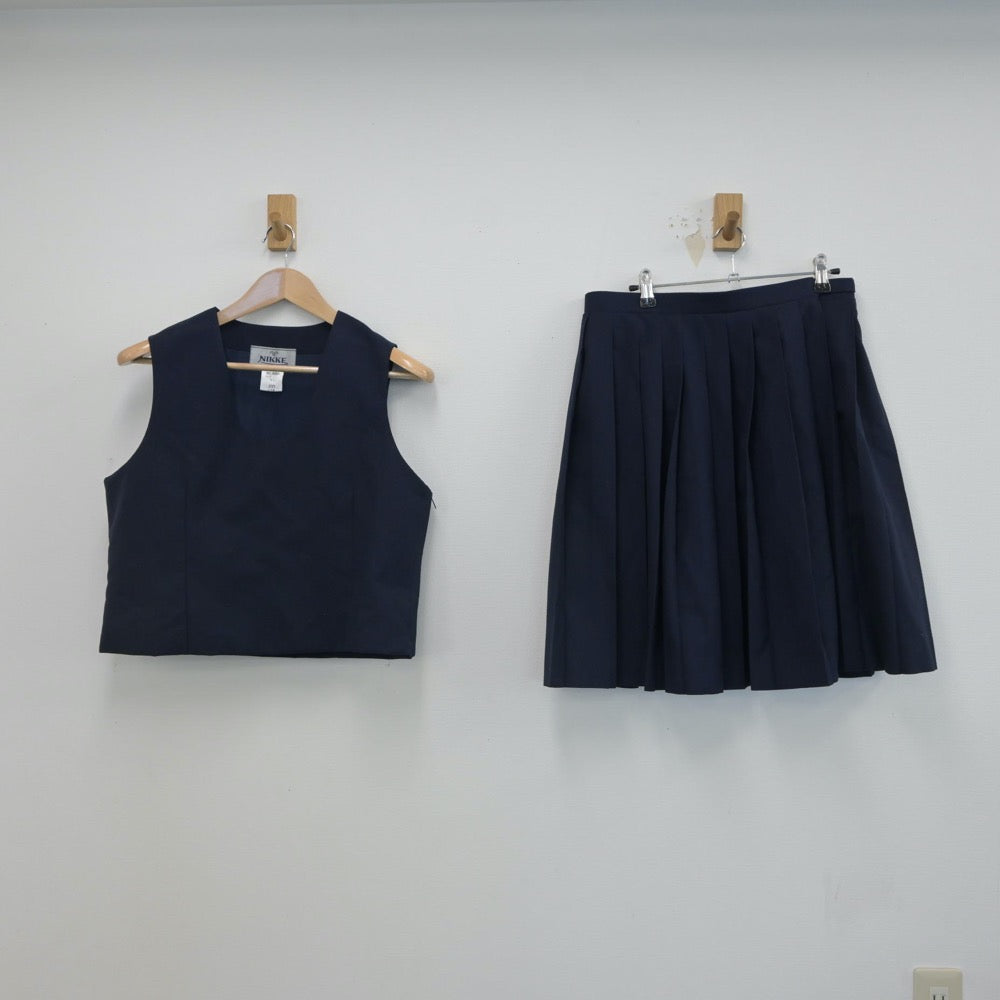 【中古】栃木県 足利市立第二中学校 女子制服 3点（ベスト・スカート）sf016406