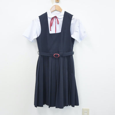 【中古】徳島県 鳴門教育大学附属中学校 女子制服 3点（シャツ・ジャンパースカート）sf016416