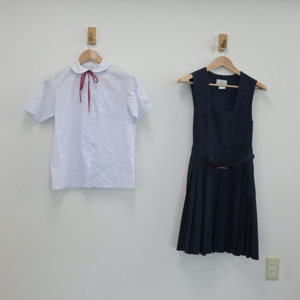 【中古】徳島県 鳴門教育大学附属中学校 女子制服 3点（シャツ・ジャンパースカート）sf016416