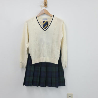 【中古】佐賀県 佐賀県立致遠館高等学校 女子制服 3点（ニット・スカート）sf016449