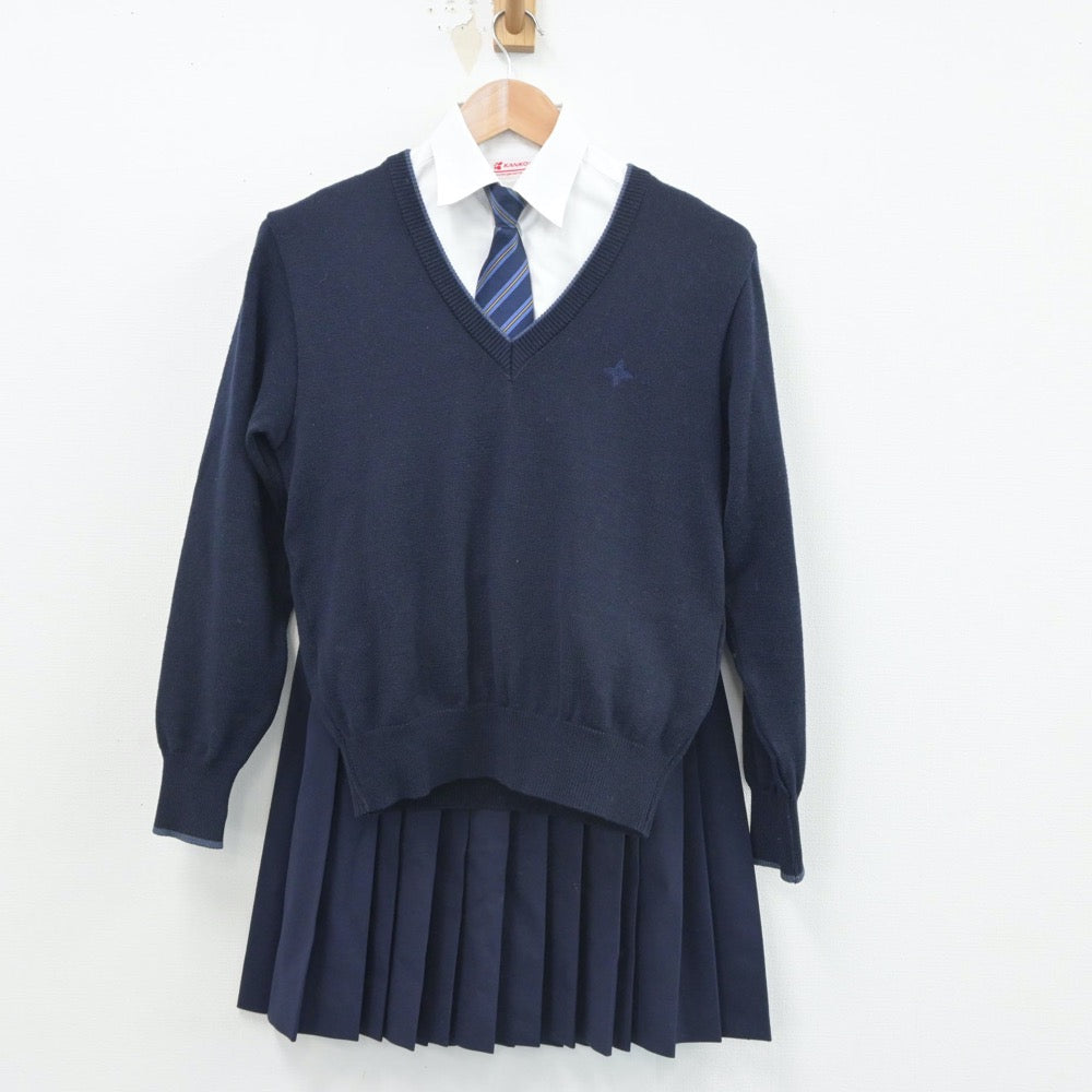 【中古】神奈川県 日本大学高等学校 女子制服 5点（ブレザー・シャツ・ニット・スカート）sf016453