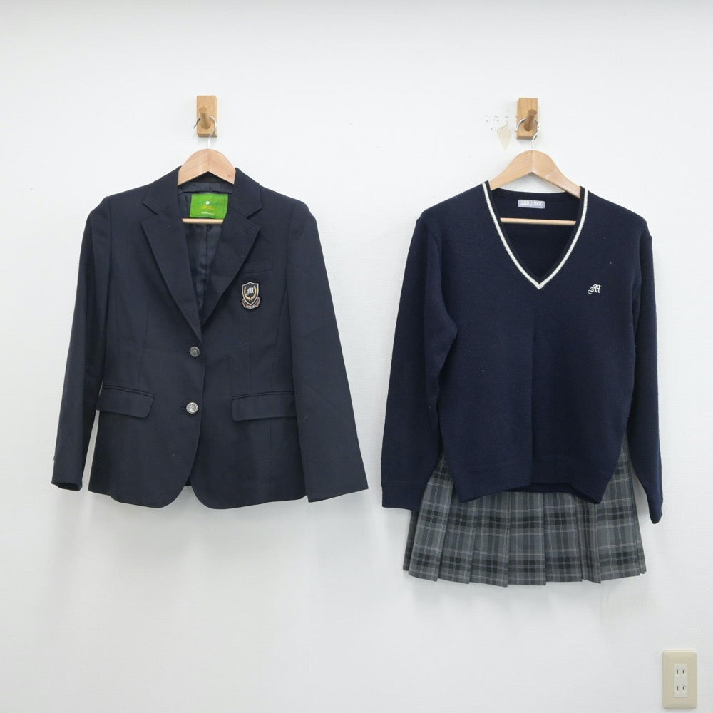 【中古】大阪府 弥刀中学校 女子制服 3点（ブレザー・ニット・スカート）sf016465