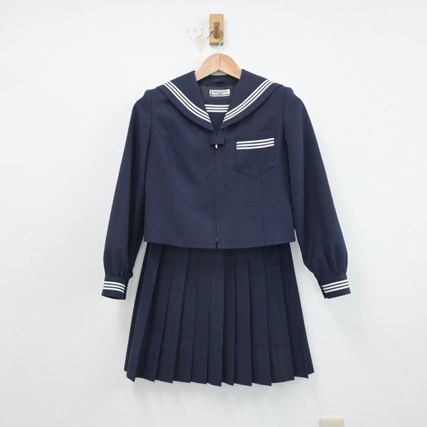 【中古】新潟県 弥彦中学校 女子制服 3点（セーラー服・スカート 