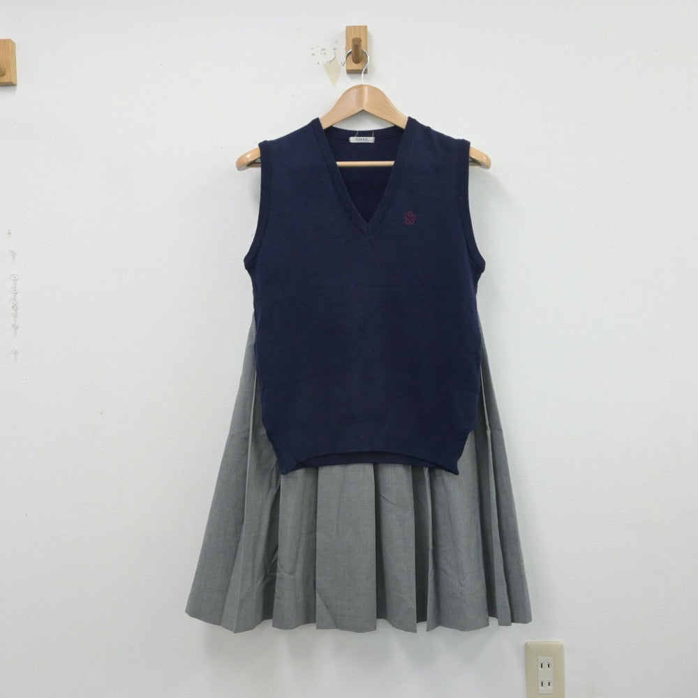 【中古】茨城県 水戸桜ノ牧高等学校 女子制服 3点（ニットベスト・ニットベスト・スカート）sf016501