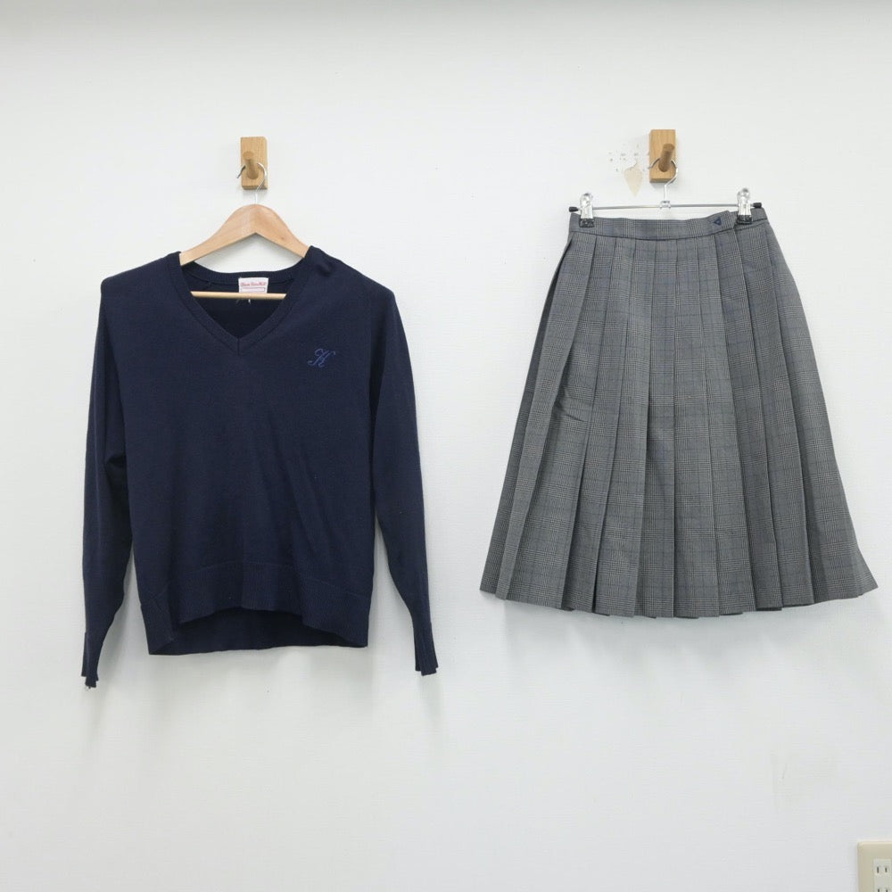 【中古】大阪府 近畿大学附属高等学校 女子制服 4点（ブレザー・スカート・ニット）sf016518