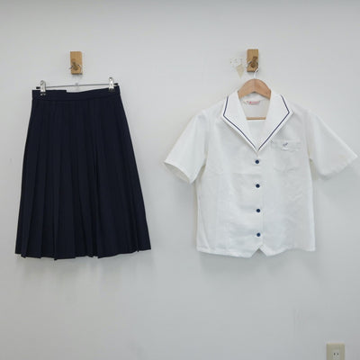 【中古】兵庫県 揖保川中学校 女子制服 3点（シャツ・スカート）sf016529