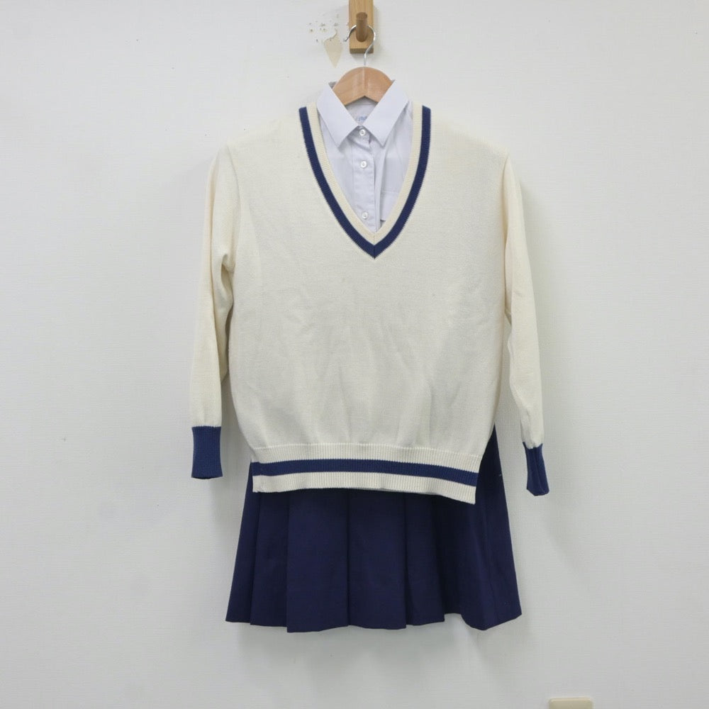 【中古】東京都 青稜高等学校 女子制服 5点（ブレザー・シャツ・ニット・スカート）sf016552