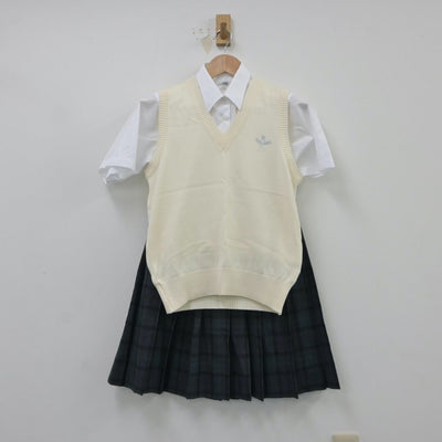 【中古】埼玉県 川口高等学校 女子制服 3点（シャツ・ニットベスト・スカート）sf016556