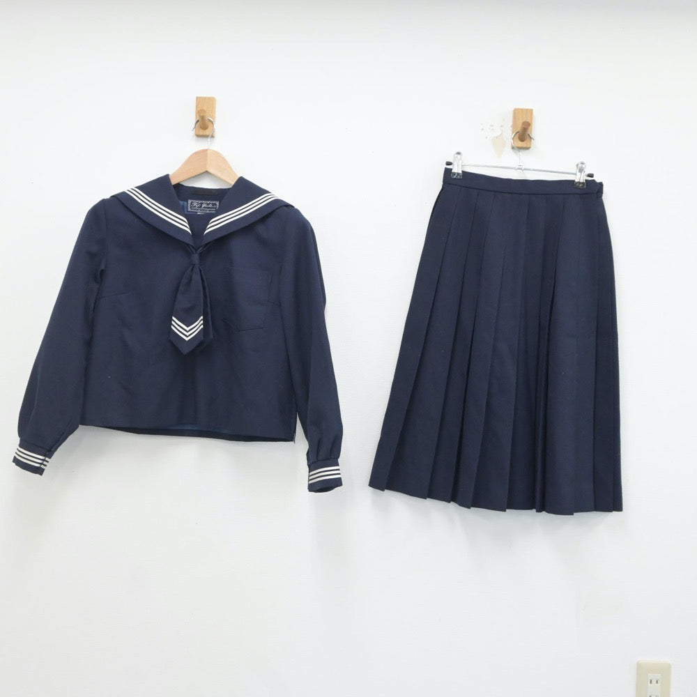 【中古】福島県 向陽中学校 女子制服 3点（セーラー服・スカート）sf016561