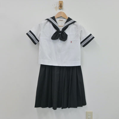 【中古】埼玉県 富士見中学校 女子制服 3点（セーラー服・スカート）sf016564