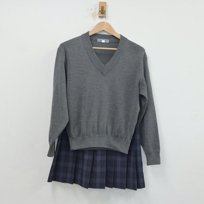 【中古】大阪府 津田中学校 女子制服 2点（ニット・スカート）sf016566