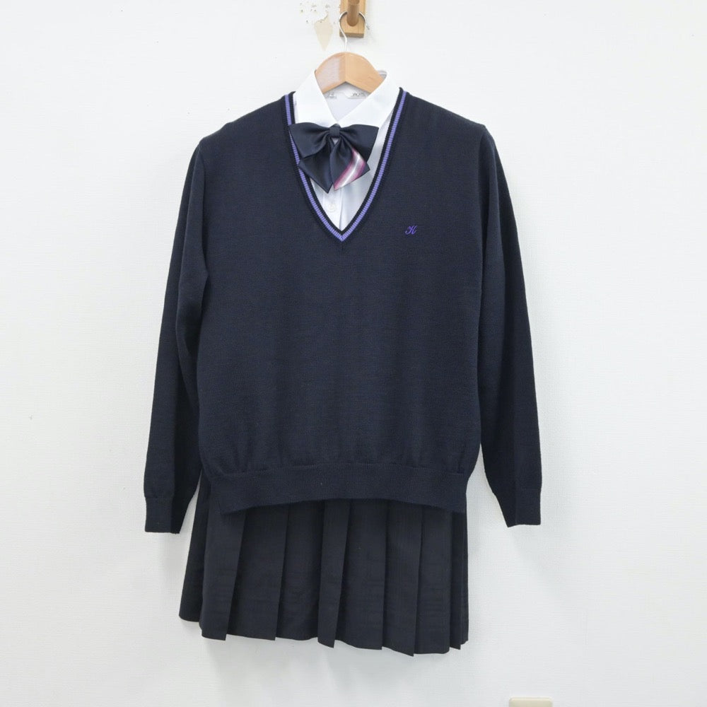 【中古】岡山県 倉敷高等学校 女子制服 5点（ブレザー・シャツ・ニット・スカート）sf016568