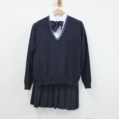 【中古】岡山県 倉敷高等学校 女子制服 5点（ブレザー・シャツ・ニット・スカート）sf016568