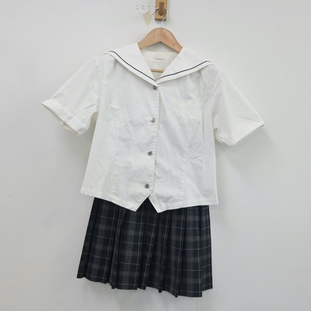 【中古】愛知県 菊華高等学校 女子制服 2点（セーラー服・スカート）sf016587