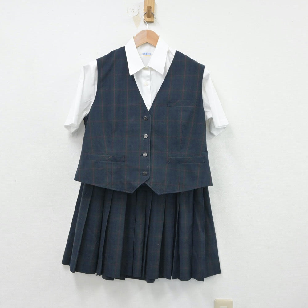 【中古】東京都 駒込中学校 女子制服 3点（シャツ・ベスト・スカート）sf016594