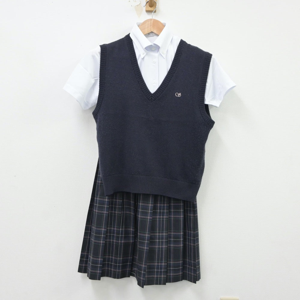 【中古】福岡県 星琳高等学校 女子制服 3点（シャツ・ニットベスト・スカート）sf016606