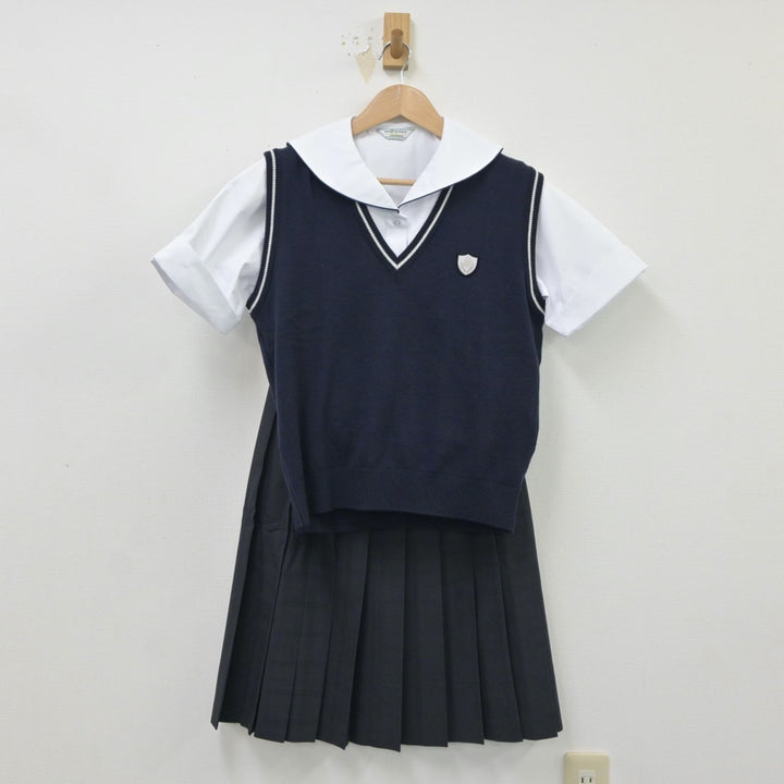 【中古】兵庫県 親和女子高等学校 女子制服 3点（シャツ・ニットベスト・スカート）sf016625