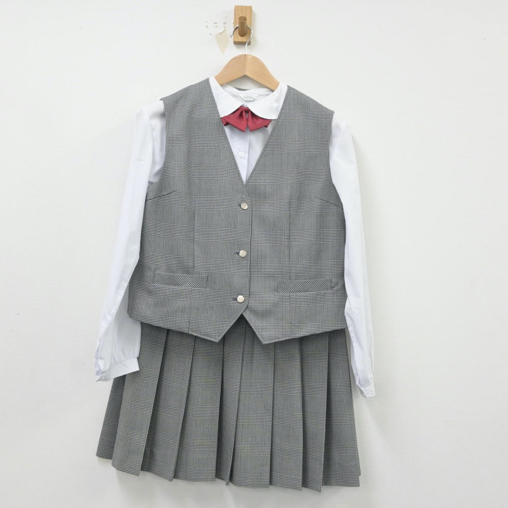 【中古】神奈川県 旭陵中学校 女子制服 5点（ブレザー・シャツ・ベスト・スカート）sf016639