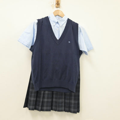 【中古】神奈川県 秦野総合高等学校 女子制服 3点（シャツ・ニットベスト・スカート）sf016640