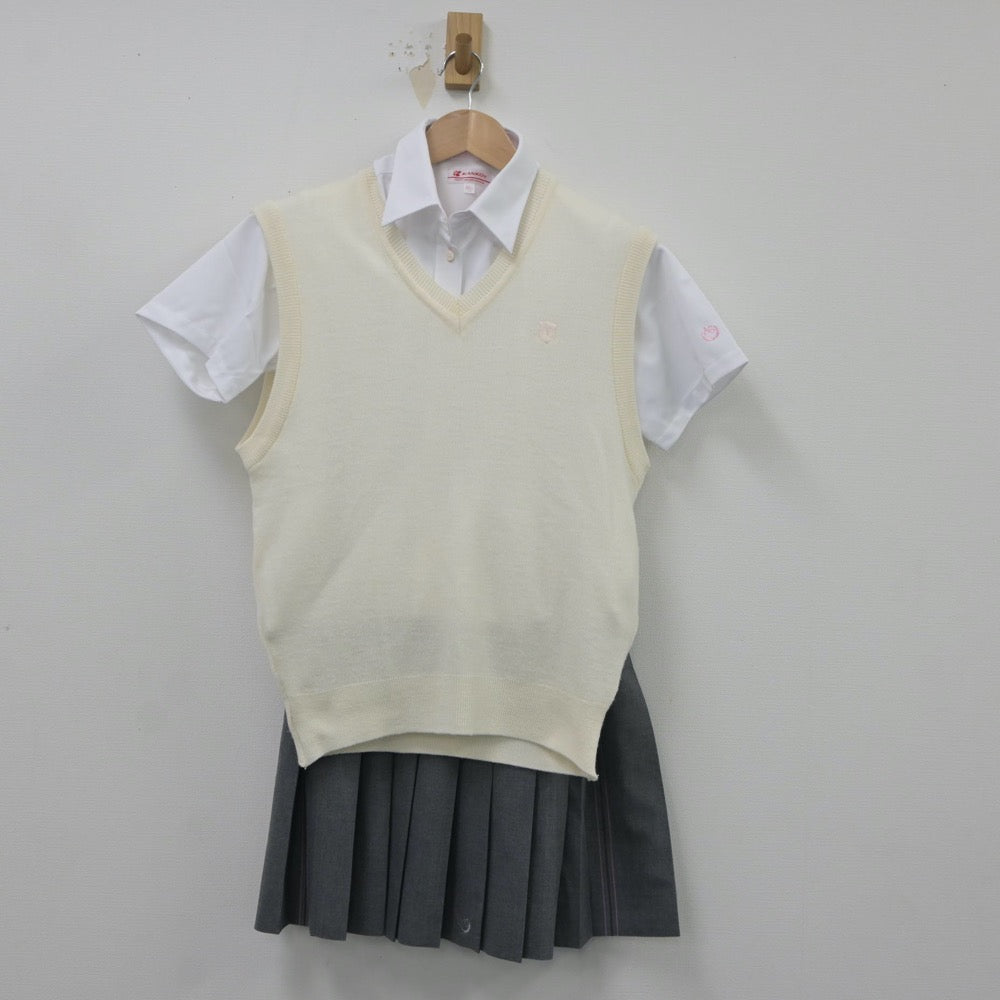 【中古】大阪府 あべの翔学高等学校 女子制服 4点（シャツ・ニットベスト・スカート）sf016643